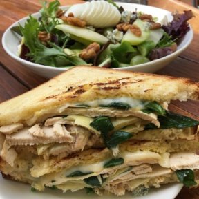 Gluten-free salad and sandwich from Coral Tree Cafe